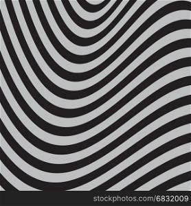 Black and White Abstract Striped Background. Optical Art. 3d Vector Illustration.