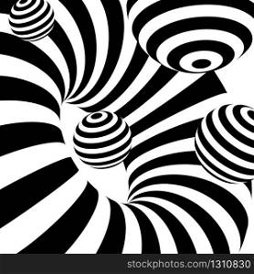 Black and White Abstract stripes optical ilusion op art background. Black and White Abstract stripes optical ilusion background