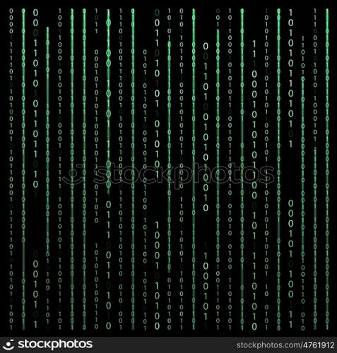 Black and White. Algorithm Binary Code with digits on background, encoding, decryptiondata code, matrix. Vector Illustration. EPS10