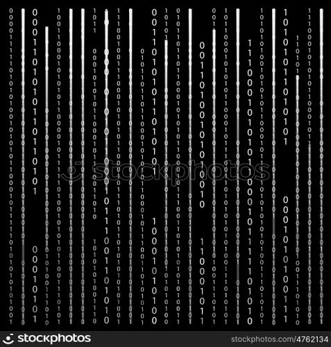 Black and White. Algorithm Binary Code with digits on background, encoding, decryptiondata code, matrix. Vector Illustration. EPS10