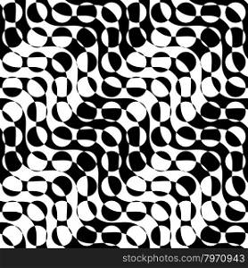 Black and white alternating diagonal ways circle cut.Seamless stylish geometric background. Modern abstract pattern. Flat monochrome design.