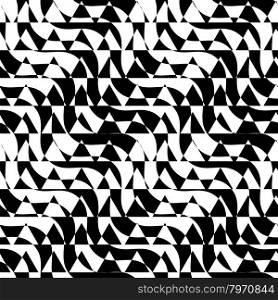 Black and white alternating diagonal ways triangle cut.Seamless stylish geometric background. Modern abstract pattern. Flat monochrome design.
