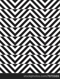 Black and white alternating slim chevron with horizontal cut.Seamless stylish geometric background. Modern abstract pattern. Flat monochrome design.