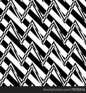 Black and white alternating zigzag with diagonal cut.Seamless stylish geometric background. Modern abstract pattern. Flat monochrome design.