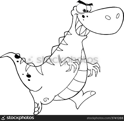 Black and White Angry Dinosaur Running