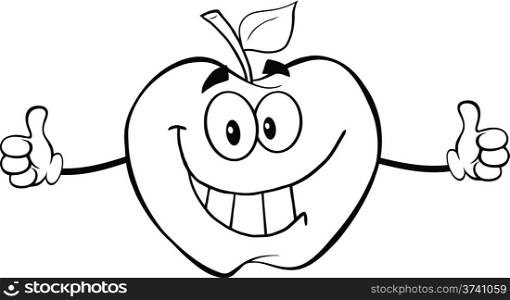 Black And White Apple Cartoon Mascot Character Giving A Thumbs Up