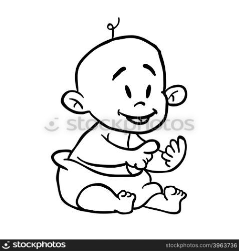 black and white baby cartoon illustration