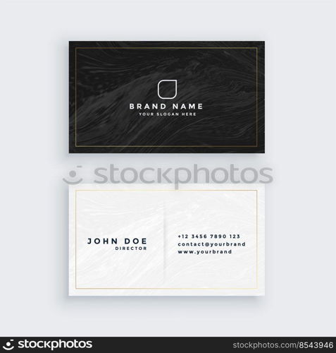 black and white business card with marble texture