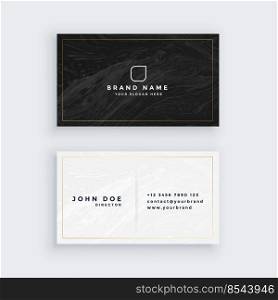 black and white business card with marble texture