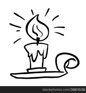 black and white candle cartoon