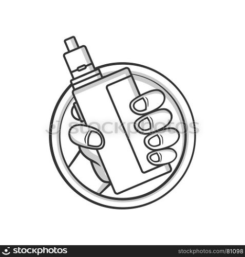 black and white cartoon electric cigarette - vaporizer vector. black and white cartoon electric cigarette - vaporizer vector art