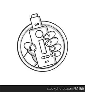black and white cartoon electric cigarette - vaporizer vector. black and white cartoon electric cigarette - vaporizer vector art