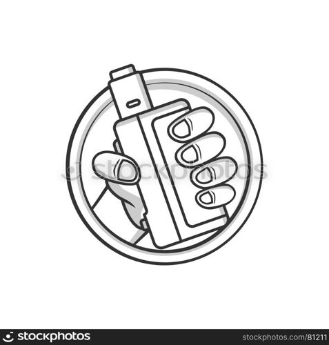 black and white cartoon electric cigarette - vaporizer vector. black and white cartoon electric cigarette - vaporizer vector art