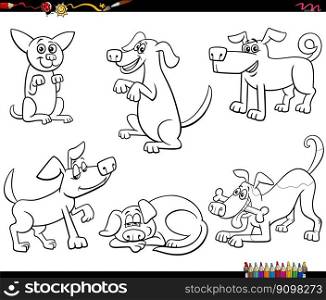 Black and white cartoon humorous illustration of funny bears animal characters set coloring page