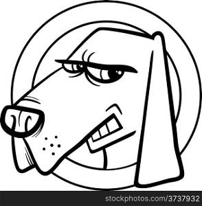 Black and White Cartoon Illustration of Bad Angry Dog Sign for Coloring Book