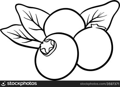 Black and White Cartoon Illustration of Blueberry Fruits Food Object for Coloring Book