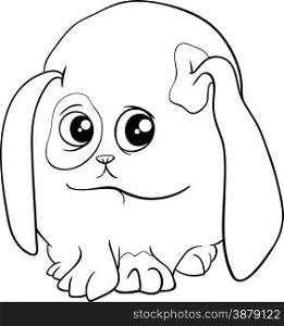 Black and White Cartoon Illustration of Cute Bunny Baby Animal for Coloring Book