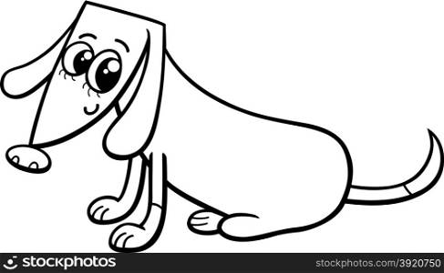 Black and White Cartoon Illustration of Cute Female Dog or Puppy for Coloring Book