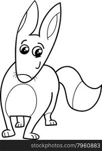 Black and White Cartoon Illustration of Cute Fox Animal Character for Coloring Book