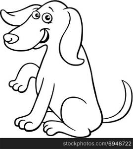 Black and White Cartoon Illustration of Cute Funny Dog Animal Comic Character Coloring Book