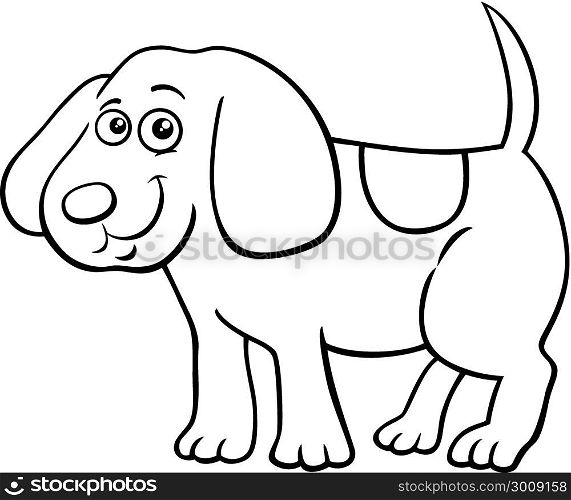 Black and White Cartoon Illustration of Cute Little Puppy Animal Character Coloring Book