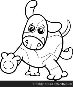 Black and White Cartoon Illustration of Cute Little Running Puppy for Coloring Book