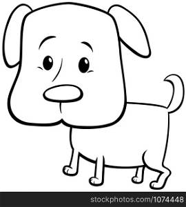 Black and White Cartoon Illustration of Cute Puppy Dog Comic Animal Character Coloring Book Page