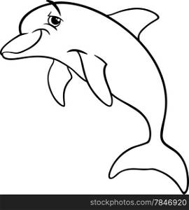 Black and White Cartoon Illustration of Dolphin Sea Life Animal for Coloring Book