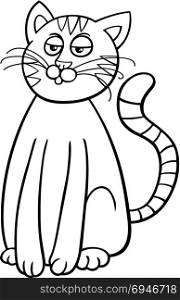 Black and White Cartoon Illustration of Domestic Cat Pet Animal Character Coloring Book