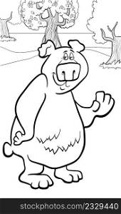 Black and white cartoon illustration of funny bear comic wild animal character coloring book page