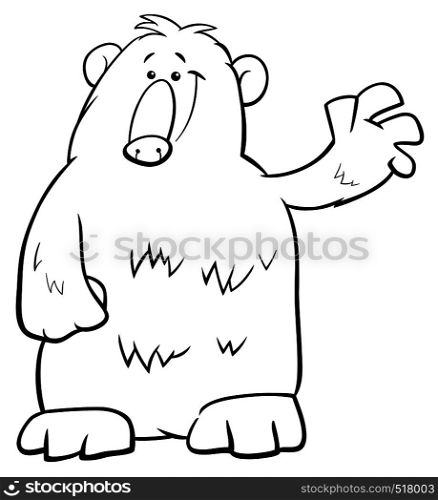 Black and White Cartoon Illustration of Funny Brown Bear Wild Animal Character Coloring Book
