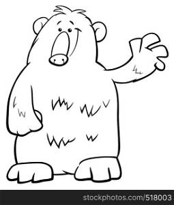 Black and White Cartoon Illustration of Funny Brown Bear Wild Animal Character Coloring Book