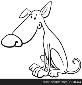 Black and White Cartoon Illustration of Funny Dog or Puppy Comic Animal Character Coloring Book Page