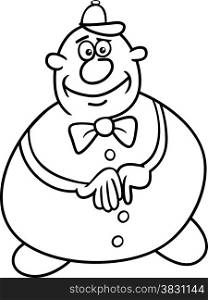 Black and White Cartoon Illustration of Funny Fantasy Character with Bow Tie for Coloring Book