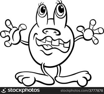 Black and White Cartoon Illustration of Funny Fantasy or Fairytale Character for Coloring Book