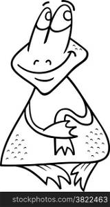 Black and White Cartoon Illustration of Funny Frog or Toad Amphibian Animal for Coloring Book