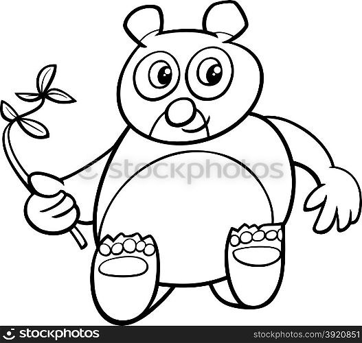 Black and White Cartoon Illustration of Funny Giant Panda Bear Animal Character for Coloring Book