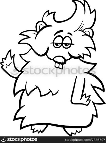 Black and White Cartoon Illustration of Funny Guinea Pig Character for Coloring Book