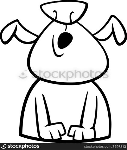 Black and White Cartoon Illustration of Funny Howling Dog or Puppy for Coloring Book