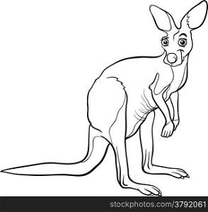 Black and White Cartoon Illustration of Funny Kangaroo Animal for Coloring Book