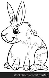 Black and White cartoon illustration of funny miniature rabbit comic animal character coloring book page