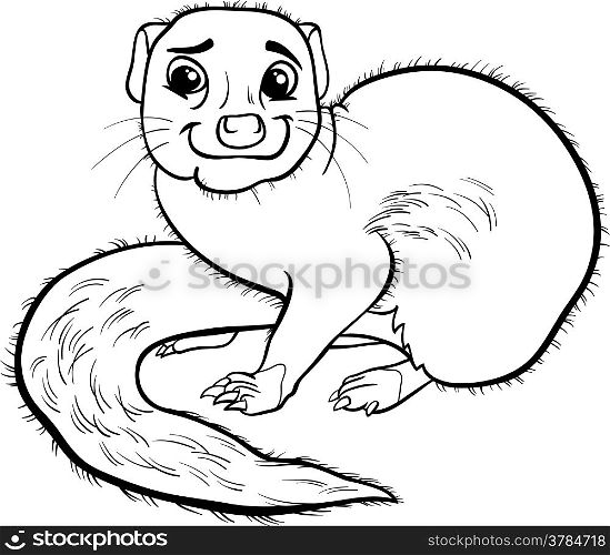 Black and White Cartoon Illustration of Funny Mongoose Animal for Coloring Book