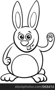 Black and White Cartoon Illustration of Funny Rabbit Comic Animal Character Coloring Book Page