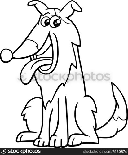 Black and White Cartoon Illustration of Funny Sheep Dog Animal Character for Coloring Book