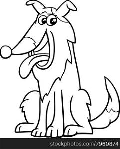 Black and White Cartoon Illustration of Funny Sheep Dog Animal Character for Coloring Book