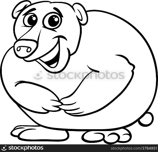 Black and White Cartoon Illustration of Funny Wild Bear Animal for Coloring Book