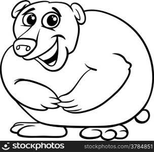Black and White Cartoon Illustration of Funny Wild Bear Animal for Coloring Book
