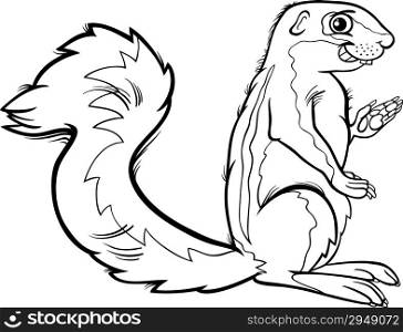 Black and White Cartoon Illustration of Funny Xerus Animal for Coloring Book