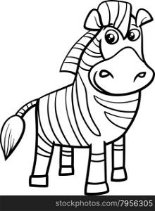 Black and White Cartoon Illustration of Funny Zebra African Animal for Coloring Book
