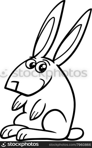 Black and White Cartoon Illustration of Rabbit Farm Animal Character for Coloring Book
